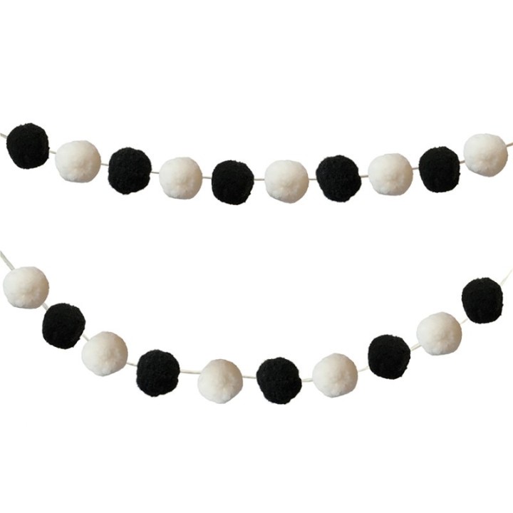 Carson Dellosa Education Black & White Pom-Pom Garland, 12 Feet, Pack of 2