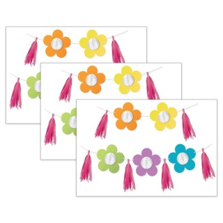 Carson Dellosa Education Happily Ever Elementary Retro Remix Flowers and Tassels Dimensional Accents, 3 Packs