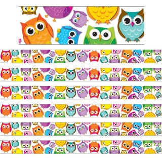 Carson Dellosa Education Colorful Owls Straight Border, 36 Feet Per Pack, 6 Packs