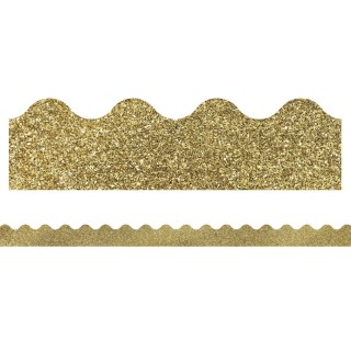 Carson Dellosa Education Sparkle + Shine Gold Glitter Scalloped Border, 39 Feet