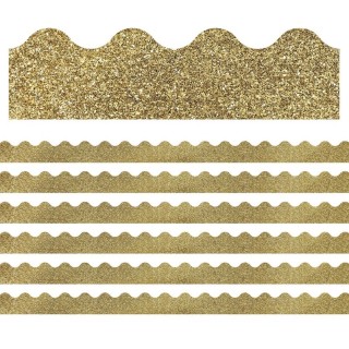 Carson Dellosa Education Sparkle + Shine Gold Glitter Scalloped Border, 39 Feet Per Pack, 6 Packs