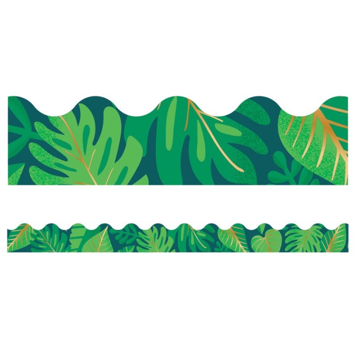 Carson Dellosa Education One World Tropical Leaves Scalloped Border, 39 Feet