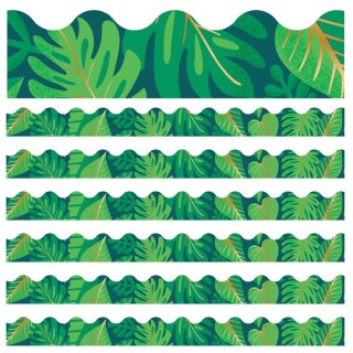 Carson Dellosa Education One World Tropical Leaves Scalloped Border, 39 Feet Per Pack, 6 Packs