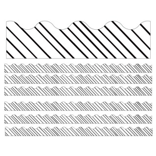 Carson Dellosa Education Kind Vibes Black & White Stripes Scalloped Borders, 39 Feet Per Pack, 6 Packs
