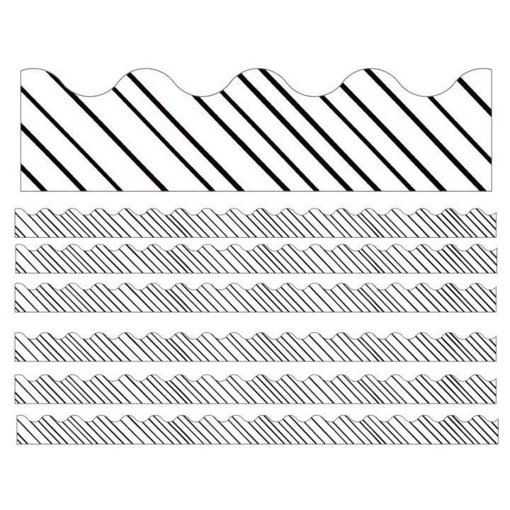 Carson Dellosa Education Kind Vibes Black & White Stripes Scalloped Borders, 39 Feet Per Pack, 6 Packs
