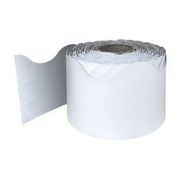 Carson Dellosa Education White Rolled Scalloped Border, 2-1/4 Inch x 65 Feet
