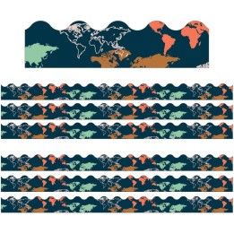Carson Dellosa Education Let's Explore World Map Scalloped Border, 39 Feet Per Pack, 6 Packs