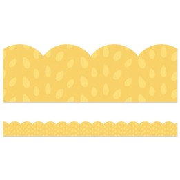 Carson Dellosa Education Grow Together Yellow with Painted Dots Scalloped Borders, 39 Feet