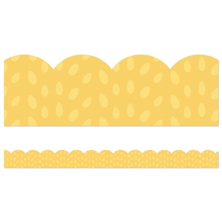Carson Dellosa Education Grow Together Yellow with Painted Dots Scalloped Borders, 39 Feet