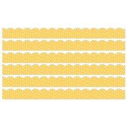 Carson Dellosa Education Grow Together Yellow with Painted Dots Scalloped Borders, 39 Feet Per Pack, 6 Packs