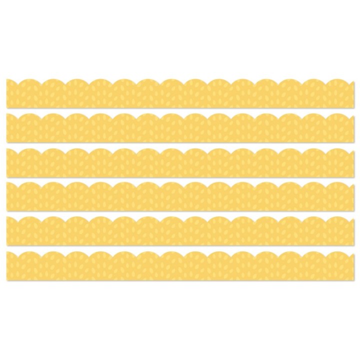 Carson Dellosa Education Grow Together Yellow with Painted Dots Scalloped Borders, 39 Feet Per Pack, 6 Packs