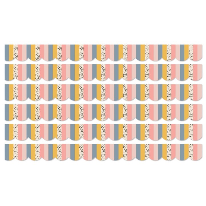 Carson Dellosa Education We Belong Stripes Scalloped Borders Per Pack, 39 Feet Per Pack, 6 Packs