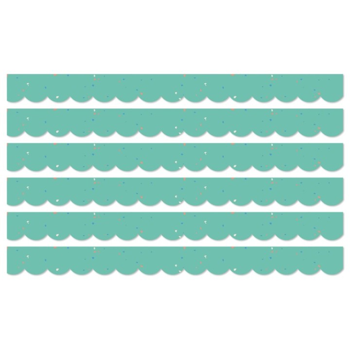 Carson Dellosa Education We Belong Speckled Teal Scalloped Borders Per Pack, 39 Feet Per Pack, 6 Packs