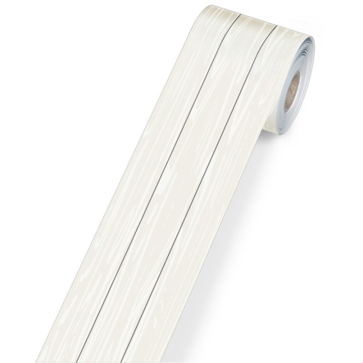 Carson Dellosa Education White Wood Grain Rolled Straight Borders, 65 Feet