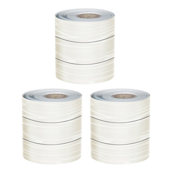 Carson Dellosa Education White Wood Grain Rolled Straight Borders, 65 Feet Per Roll, Pack of 3