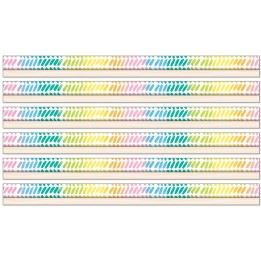 Happily Ever Elementary Creatively Inspired Watercolor Chevron Straight Borders, 36 Feet Per Pack, 6 Packs