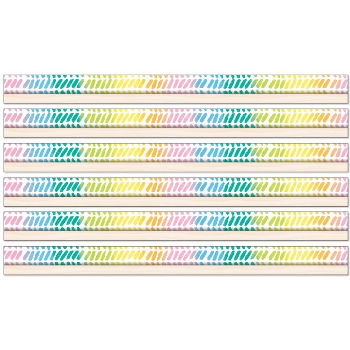 Happily Ever Elementary Creatively Inspired Watercolor Chevron Straight Borders, 36 Feet Per Pack, 6 Packs