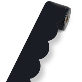 Carson Dellosa Education Black Rolled Scalloped Bulletin Board Borders, 3 Inch x 65 Feet