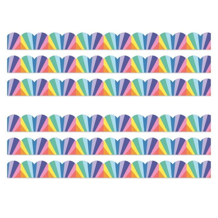 Carson Dellosa Education We Stick Together Rainbow Burst Scalloped Bulletin Board Borders, 39 Feet Per Pack, 6 Packs