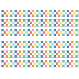 Carson Dellosa Education We Stick Together Checkered Rainbow Straight Bulletin Board Borders, 36 Feet Per Pack, 6 Packs