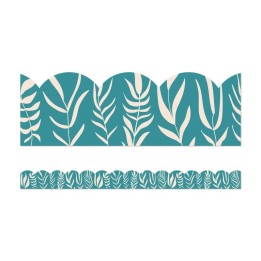 Carson Dellosa Education True to You Teal with Leaves Scalloped Bulletin Board Borders, 39 Feet