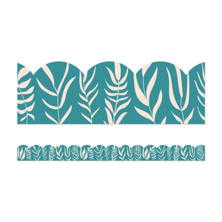 Carson Dellosa Education True to You Teal with Leaves Scalloped Bulletin Board Borders, 39 Feet