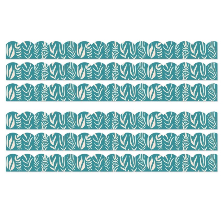 Carson Dellosa Education True to You Teal with Leaves Scalloped Bulletin Board Borders, 39 Feet Per Pack, 6 Packs