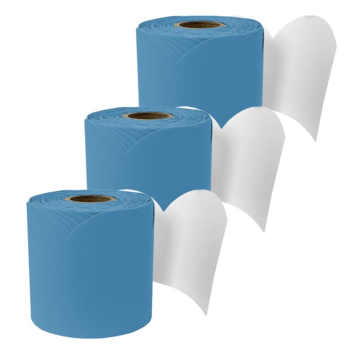 Carson Dellosa Education Rolled Scalloped Bulletin Board Border, Ocean Blue, 65 Feet, Pack of 3