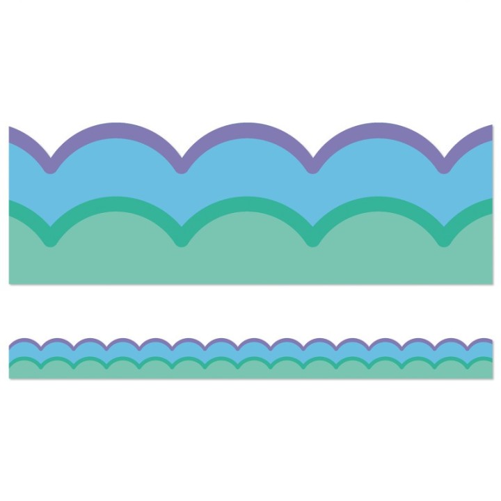 Carson Dellosa Education Happily Ever Elementary Retro Remix Cool Waves Scalloped Bulletin Board Borders, 39 Feet