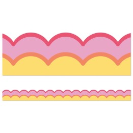 Carson Dellosa Education Happily Ever Elementary Retro Remix Warm Waves Scalloped Bulletin Board Borders, 39 Feet