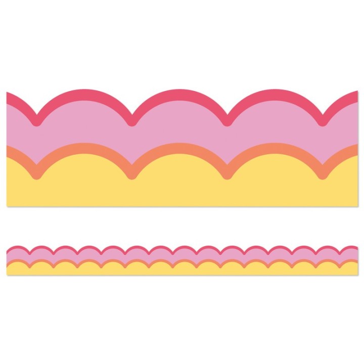 Carson Dellosa Education Happily Ever Elementary Retro Remix Warm Waves Scalloped Bulletin Board Borders, 39 Feet