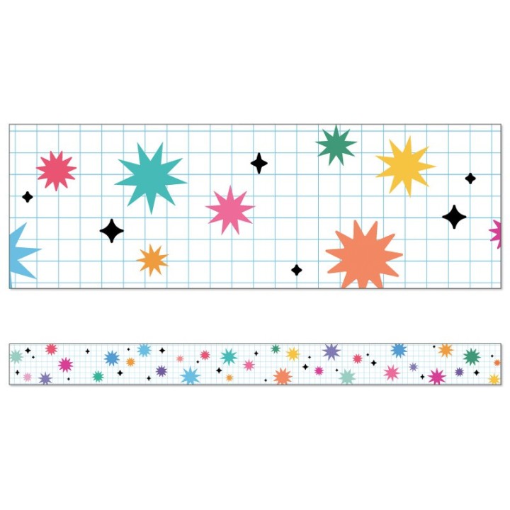 Carson Dellosa Education Happily Ever Elementary Retro Remix Bursts & Twinkles Straight Bulletin Board Borders, 36 Feet