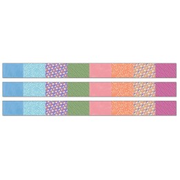 Carson Dellosa Education Crafty and Cool Patchwork Straight Bulletin Board Borders, 36 Feet Per Pack, 3 Packs