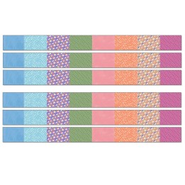 Carson Dellosa Education Crafty and Cool Patchwork Straight Bulletin Board Borders, 36 Feet Per Pack, 6 Packs
