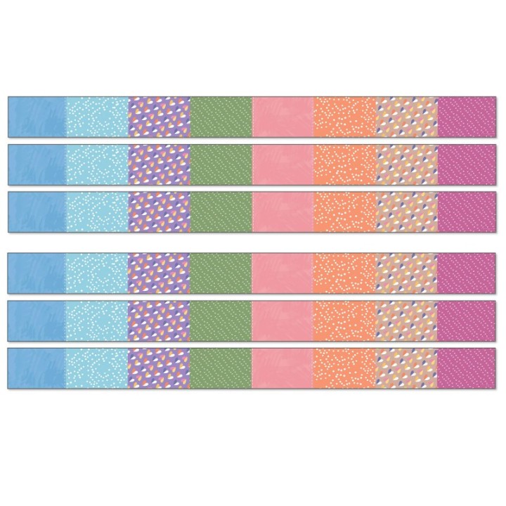 Carson Dellosa Education Crafty and Cool Patchwork Straight Bulletin Board Borders, 36 Feet Per Pack, 6 Packs