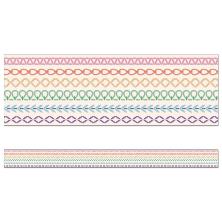 Carson Dellosa Education Crafty and Cool Rainbow Stitched Straight Bulletin Board Borders, 36 Feet