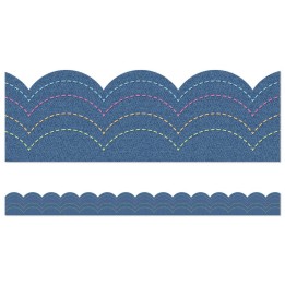Carson Dellosa Education Crafty and Cool Denim Scalloped Bulletin Board Borders, 39 Feet
