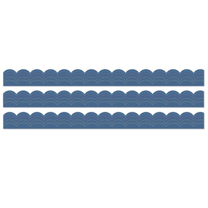 Carson Dellosa Education Crafty and Cool Denim Scalloped Bulletin Board Borders, 39 Feet Per Pack, 3 Packs