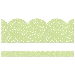 Carson Dellosa Education Crafty and Cool Light Green with Dots Scalloped Bulletin Board Borders, 39 Feet