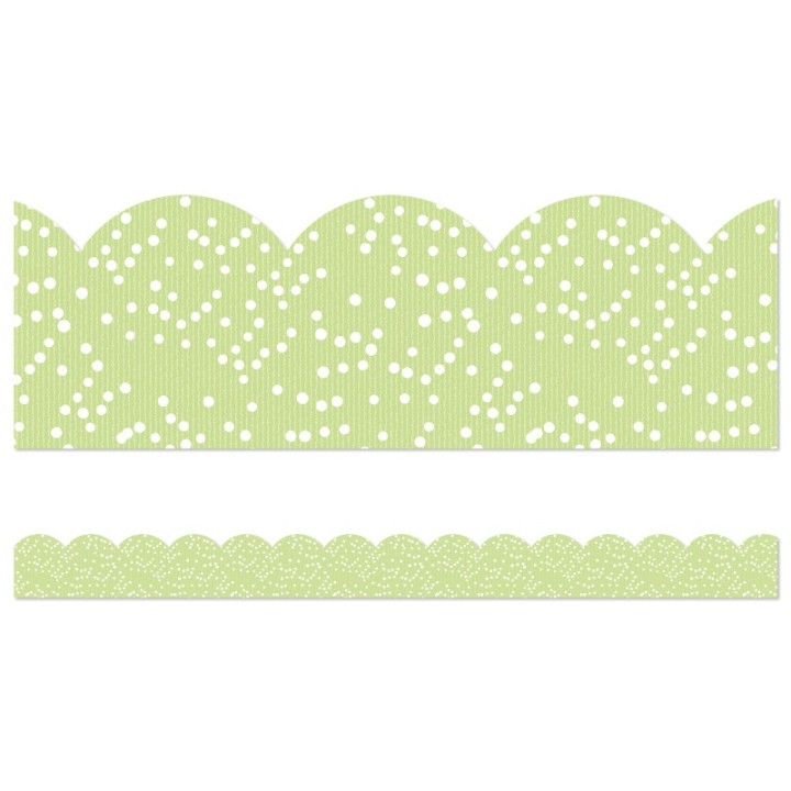 Carson Dellosa Education Crafty and Cool Light Green with Dots Scalloped Bulletin Board Borders, 39 Feet