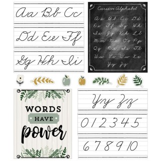 Carson Dellosa Education Farmhouse Alphabet Line: Cursive Bulletin Board Set