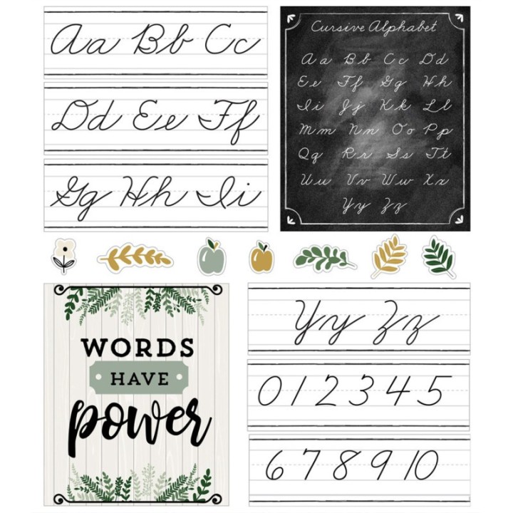 Carson Dellosa Education Farmhouse Alphabet Line: Cursive Bulletin Board Set