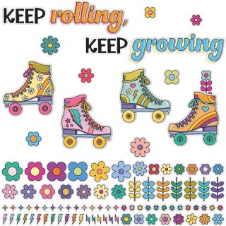 Carson Dellosa Education Happily Ever Elementary Retro Remix Keep Rolling, Keep Growing Bulletin Board Set, 103 Pieces