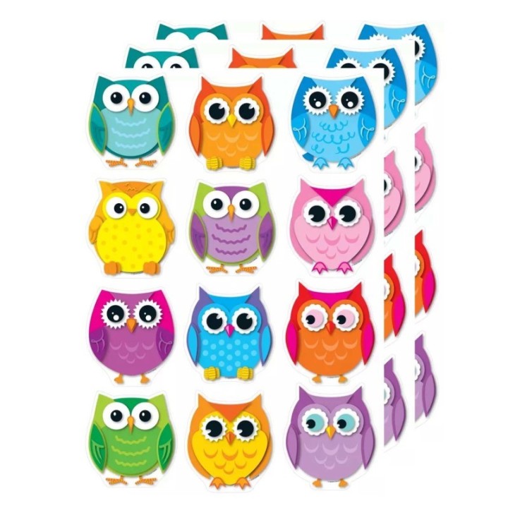Carson Dellosa Education Colorful Owls Cut-Outs, 36 Per Pack, 3 Packs