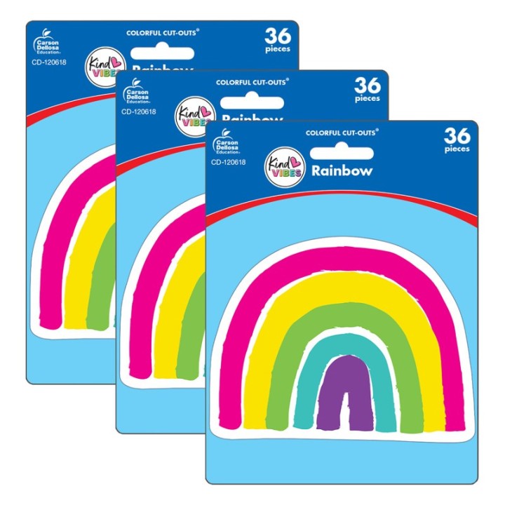 Carson Dellosa Education Kind Vibes Rainbow Cut-Outs, 36 Per Pack, 3 Packs