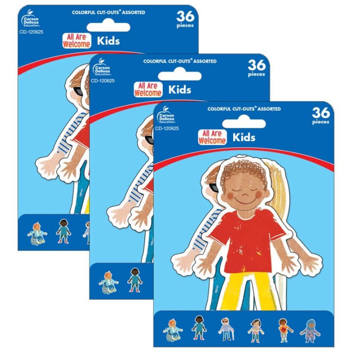 Carson Dellosa Education All Are Welcome Kids Cut-Outs, 36 Per Pack, 3 Packs
