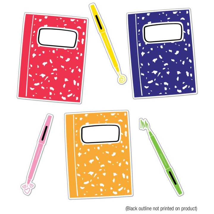 Carson Dellosa Education Notebooks and Pens Cut-Outs, Pack of 36
