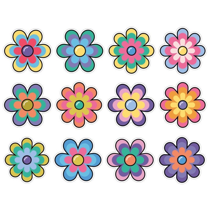 Carson Dellosa Education Happily Ever Elementary Retro Remix Jumbo Flowers Cutouts, Pack of 12