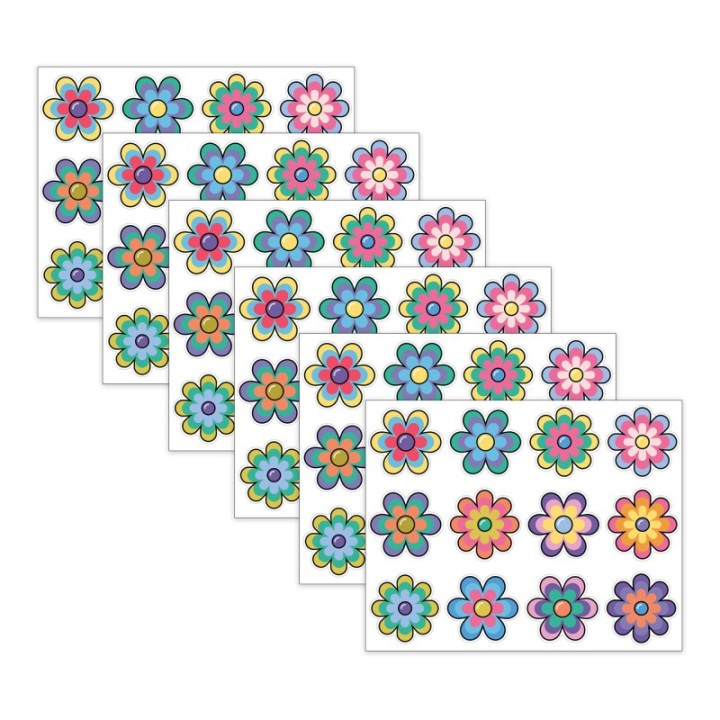 Carson Dellosa Education Happily Ever Elementary Retro Remix Jumbo Flowers Cutouts, 12 Per Pack, 6 Packs