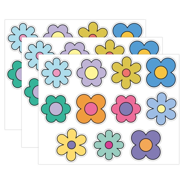 Carson Dellosa Education Happily Ever Elementary Retro Remix Flowers Cutouts, 36 Per Pack, 3 Packs